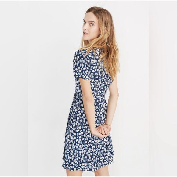 Madewell Floral Button Wrap Mini Dress Womans 10 French Blue Boho Cottagecore‎ - Picture 3 of 15